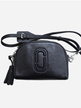 Marc Jacobs Black Pebbled Leather Crossbody with Double-J Logo